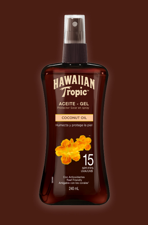 Broncea y humecta con el Aceite de Hawaiian Tropic